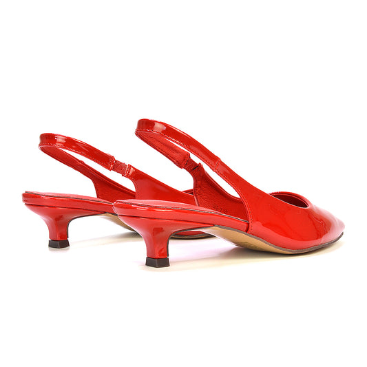 red low heels, red slip on heels, low heels, slip on heels