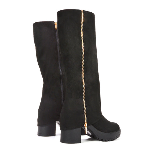 black knee high fold over boots, black fold over knee high boots, knee high fold over boots, fold over knee high boots, womens fold over boots