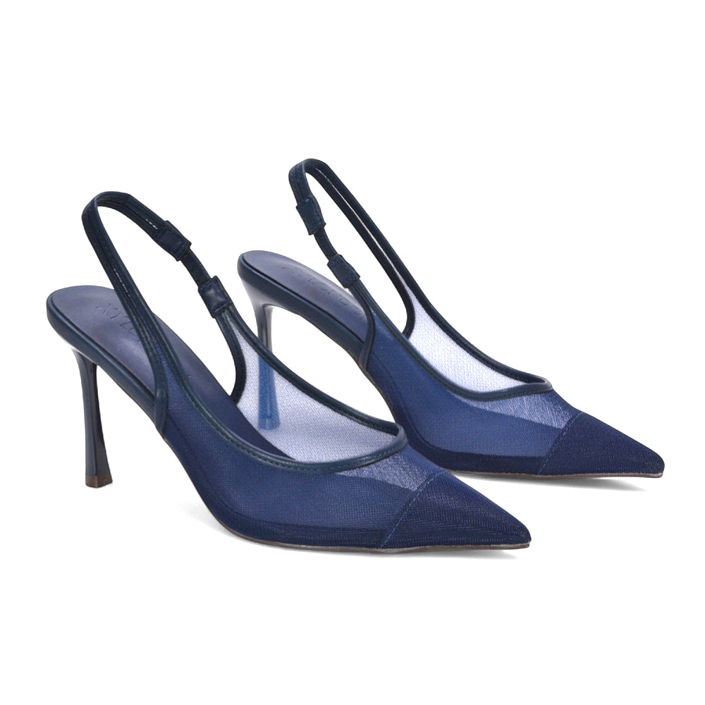 Slingback Heels Cheap Navy Heels Fiora Navy Wide Fit Low Heel