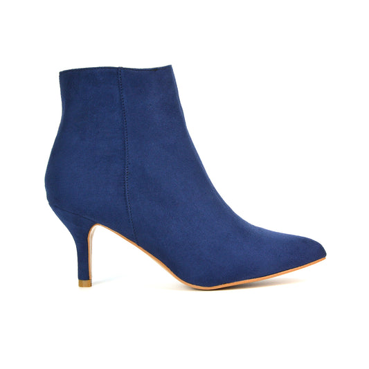 Navy  | Navy faux suede boots,ankle boots in Navy,heeled booties,ladies ankle boots