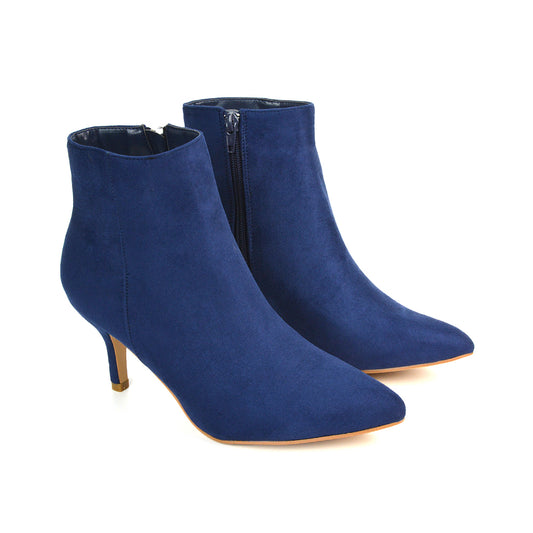 Navy  | Navy faux suede boots,ankle boots in Navy,heeled booties,ladies ankle boots