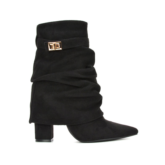black suede boots, black faux suede boots, suede boots faux suede, women's suede boots, suede fold over boots
