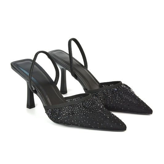 Black Sparkly Heels, Black Slingback Heels, Sparkly Heels, Slingback Heels, prom shoes, shoes for prom, heels for prom, prom high heels