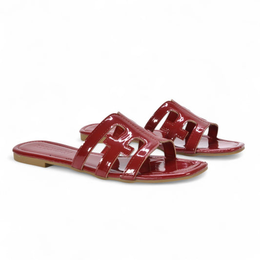 red summer sandals, red summer flat sandals, summer sandals, summer flat sandals