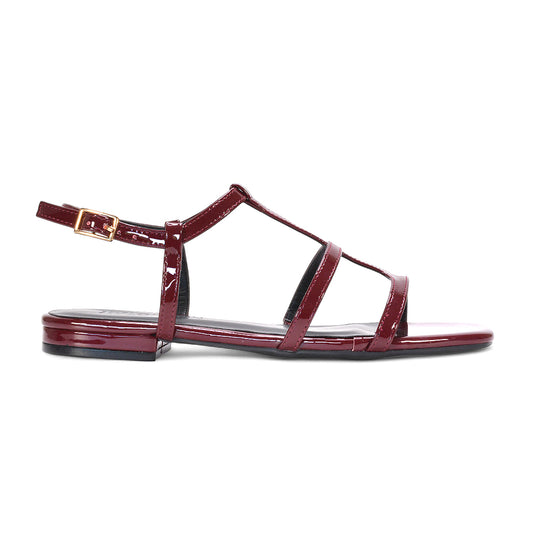 burgundy caged sandals, burgundy strappy sandals, caged sandals, strappy sandals