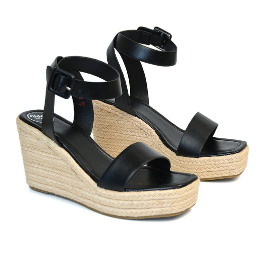 Black | XY London | black wedges,black wedge heels,black wedge sandals,black sandal wedge heels,black strappy wedge heels