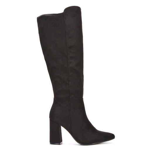 black knee high boots, wide leg boots, wide calf boots, elegant black knee high boots for women, black boots for work and office wear, black boots for winter 2025, women’s knee high boots, elegant knee high boots with block heel, dress boots for office wear, zip-up knee boots, winter 2025 women’s boots