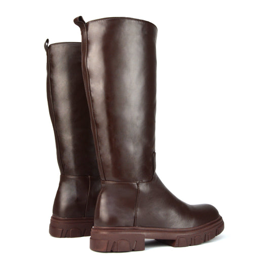 BROWN | XY London | brown biker boots,brown knee high boots,brown knee high biker boots,brown boots