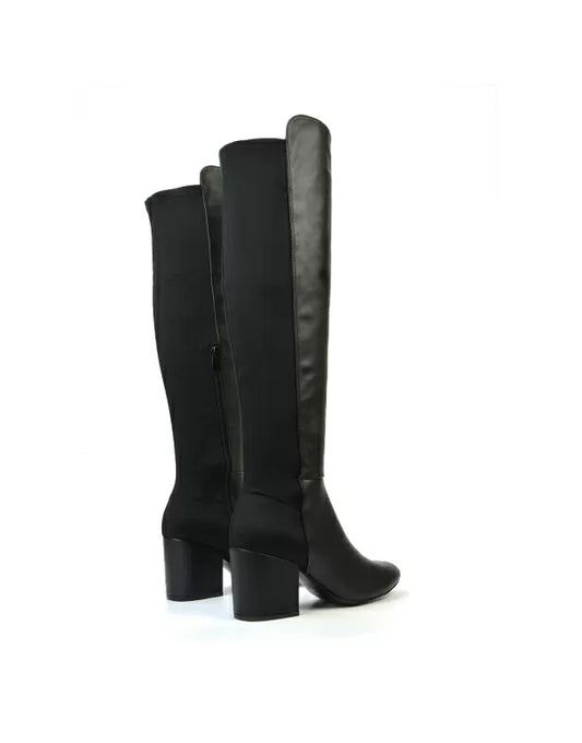 BLACK | XY London | black boots,black knee high boots,black heeled boots,black high heel knee high boots,black block heeled boots,black long boots