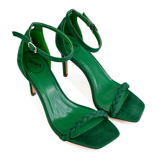 green | XY London | green heels,green high heels,green stilettos,green strappy heels,green woven heels