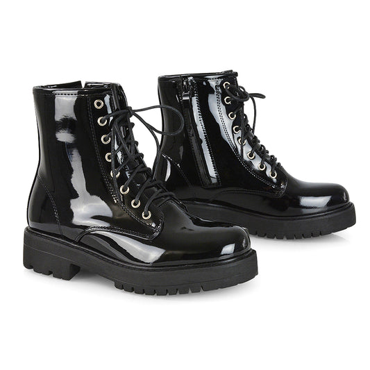 black patent | XY London | zip up black boots,womens black boots,ladies ankle boots,lace up boots,black patent boots