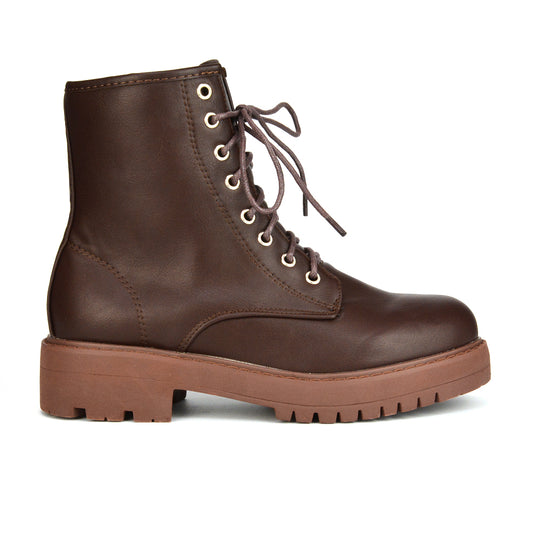 brown synthetic leather | XY London | Brown Boots,Brown Biker Boots,Brown Lace Up Boots,Brown Ankle Boots