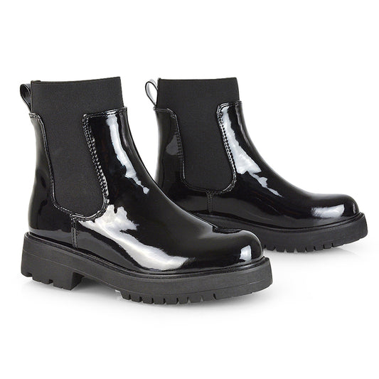 black patent | XY London | chunky ankle boots,A/W collection boots,womens boots online,ladies ankle boots,black patent boots