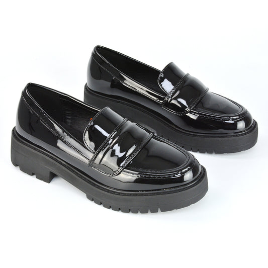 black patent | XY London | Loafers,Chunky Loafers,School Shoes,Work Shoes,Smart Shoes