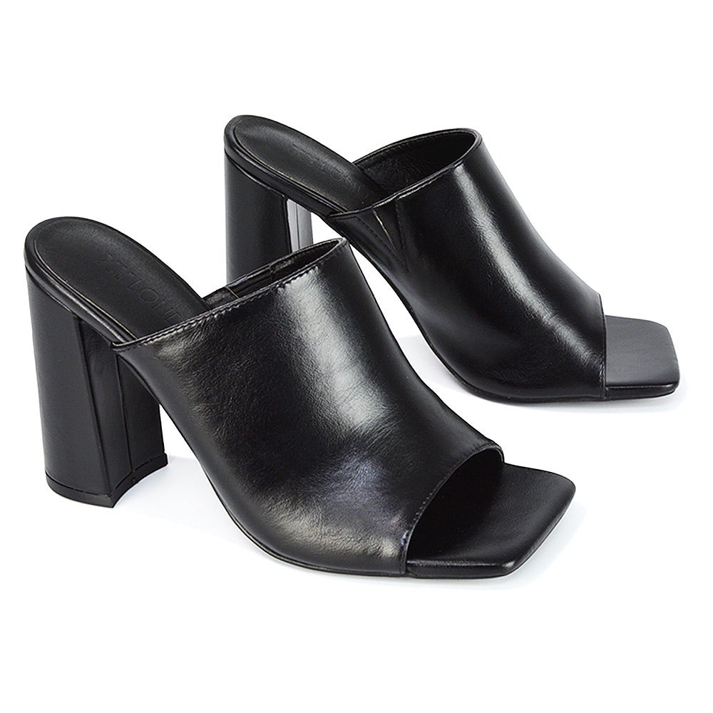Black heeled mules uk store