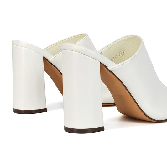 white | XY London | White Heels,White High Heels,White Block Heels,White Block High Heels,White Mules