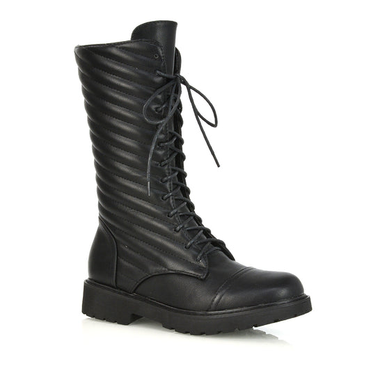 black synthetic leather | XY London | Black Padded Boots,Black Combat Boots,Black Ankle Boots,Black Boots,Ladies Black Boots