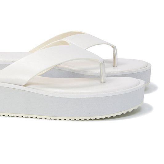 White Synthetic leather | XY London | White Sliders,White Flatforms,White Toe Post Sandals,White Platform Sandals