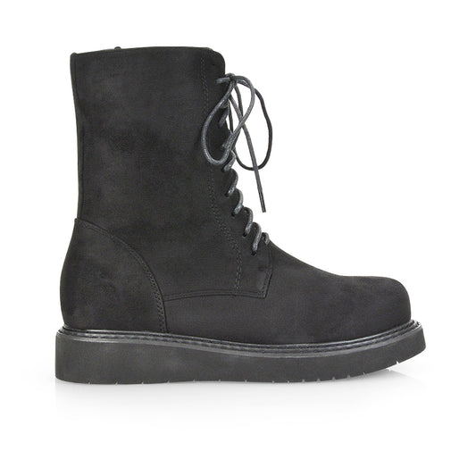 Black| XY London | ankle boots,black faux suede boots,lace up boots,ladies boots,black faux suede boots