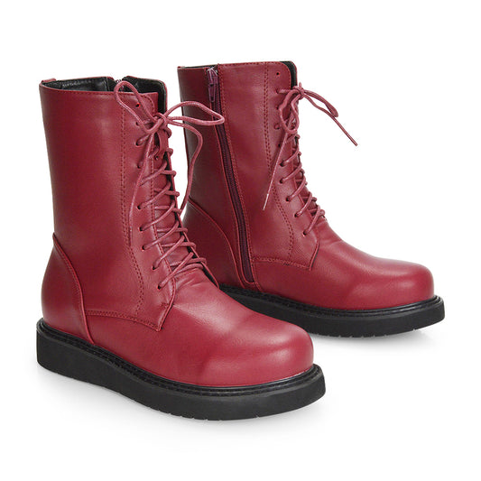 Burgundy | XY London | ankle boots,burgundy pu lace up boots,lace up burgundy boots,ladies boots,burgundy boots