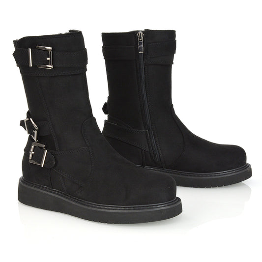 Black synthetic leather | XY London | ,,,Black Flat Ankle Boots, Black Ankle Boots, Black Zip Up Ankle Boots,