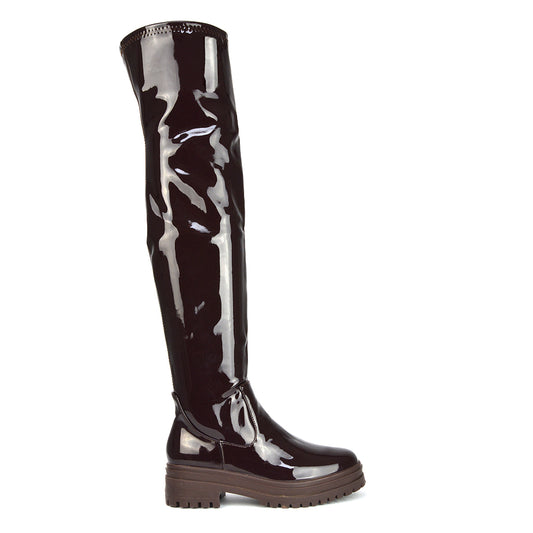 Brown| XY London | brown boots,brown knee high boots,brown flat boots,brown long boots