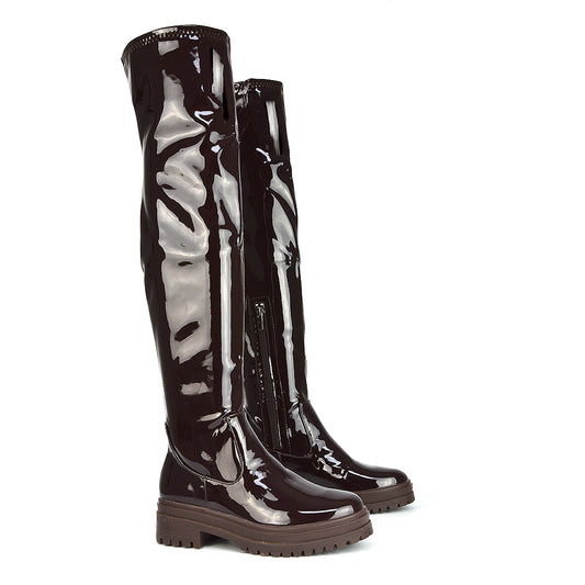 Brown| XY London | brown boots,brown knee high boots,brown flat boots,brown long boots