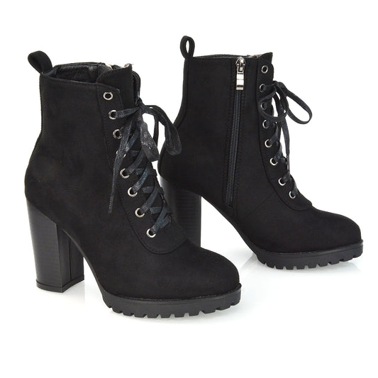 Black faux suede| XY London | ,,Black Chunky Boots, Black Ankle Boots, Black Biker Boots,,