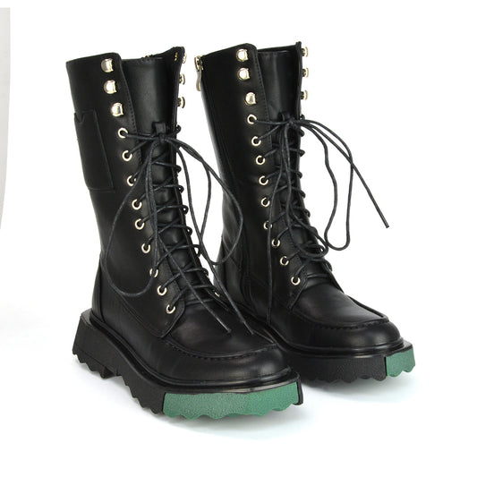 Black Synthetic Leather  | XY London | Black Boots,Black Ankle Boots,Black Biker Boots,Black Biker Ankle Boots