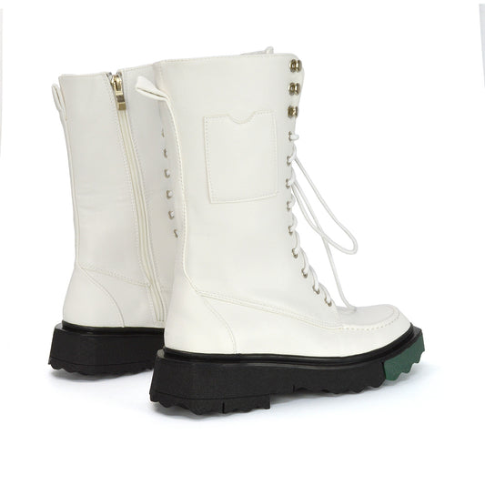 White  Synthetic Leather | XY London | White Boots,White Ankle Boots,White Biker Boots,White Biker Ankle Boots