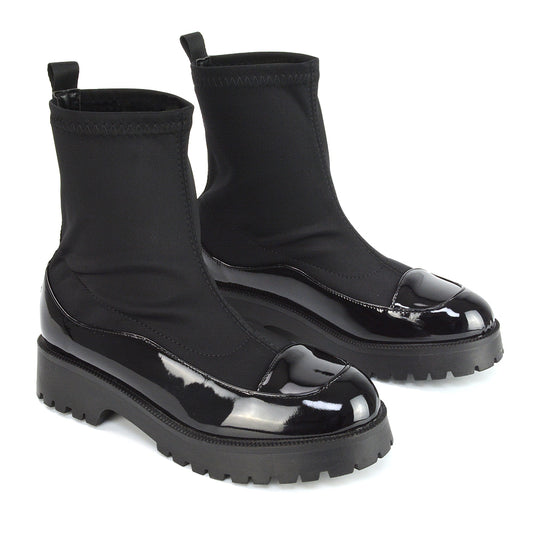 Black  | XY London | Womens Black Boots,Black Chunky Boots,Black Boots Women,Black Slip On Boots,Black Biker Ankle Boots