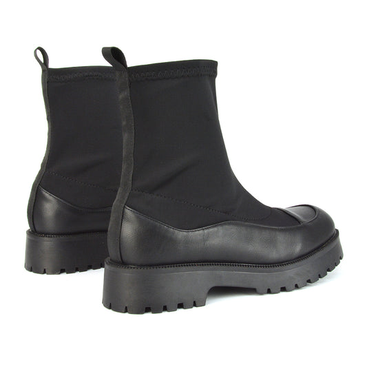 Black Synthetic Leather | XY London | Black Boots,Black Ankle Boots,Black Sock Boots, Black PU Boots, Black Sock Ankle Boots, Black Ankle Boots,Black Sock Ankle Boots,Black Biker Boots