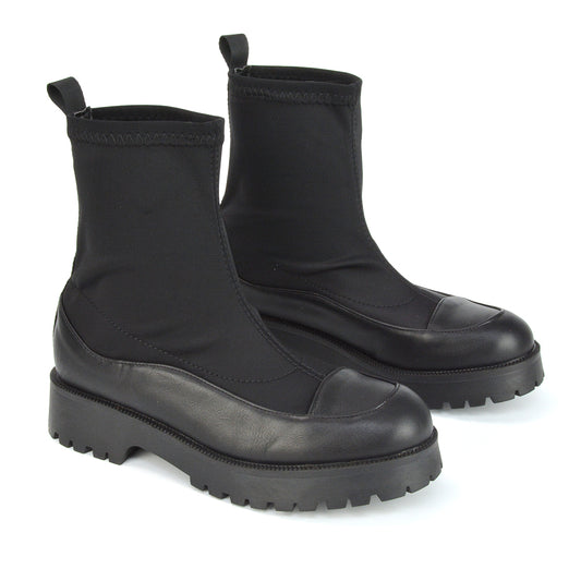 Black Synthetic Leather | XY London | Black Boots,Black Ankle Boots,Black Sock Boots, Black PU Boots, Black Sock Ankle Boots, Black Ankle Boots,Black Sock Ankle Boots,Black Biker Boots
