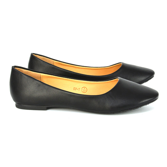 Black Synthetic Leather| XY London | Black Pumps,Black Flats,Black Ballerina Pumps,Black Pump Shoes