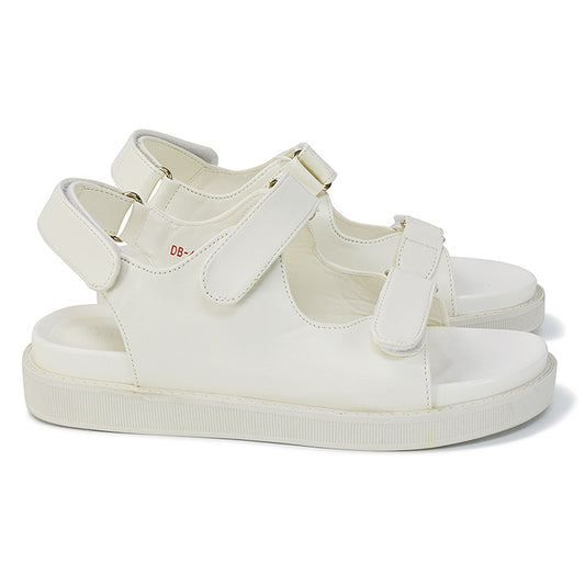 | XY London | White Sandals,White Dad Sandals,White Flat Sandals,White Strappy Sandals