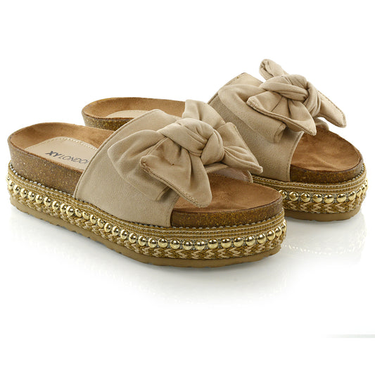 | XY London | Beige Slides,Beige Sliders,Beige Flatforms