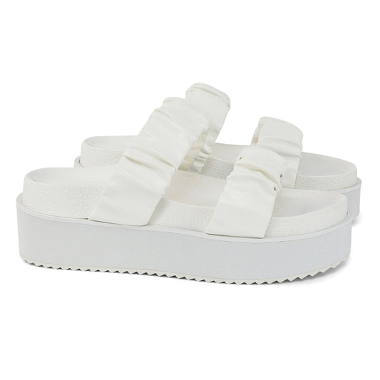 | XY London | White Sandals,White Flatforms,White Flatform Sandals,White Strappy Sandals,White Slides