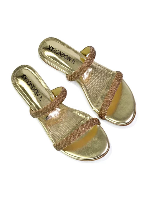 | XY London | gold sandals,gold flat sandals,gold diamante sandals,gold diamante flat sandals,gold bridal flats
