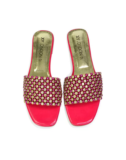 | XY London | pink sandals,pink flat sandals,pink diamante sandals,pink diamante flat sandals,pink diamante flat sandals,pink flats