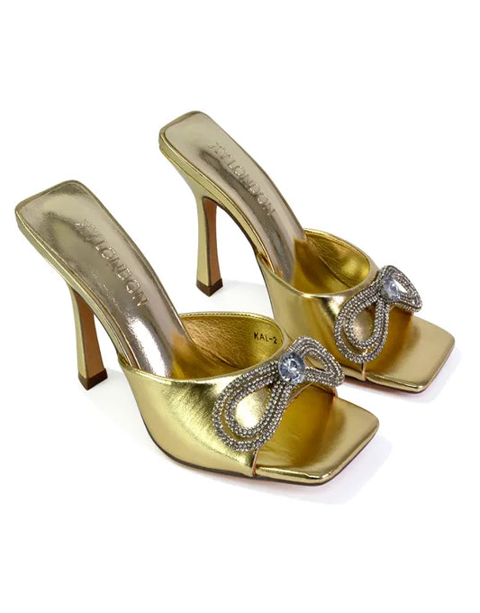 Gold | XY London | gold heels,gold high heels,gold mules,gold square toe heels,gold stilettos