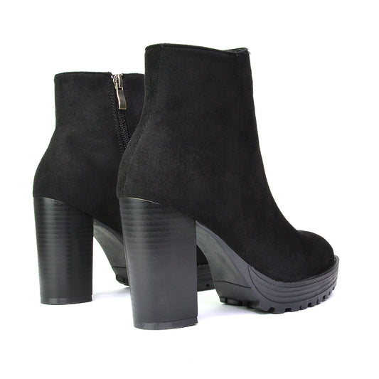 | XY London | black boots,black ankle boots,black platform boots,black heeled boots,black biker boots, Warm women's ankle boots with side zipper