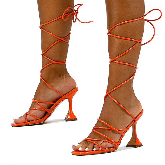 Orange | XY London | Orange Heels,Orange High Heels,Orange Square Toe Heels,Orange Strappy Heels,Orange Flared Heels,Orange Sculptured Heels,Orange Lace Ups