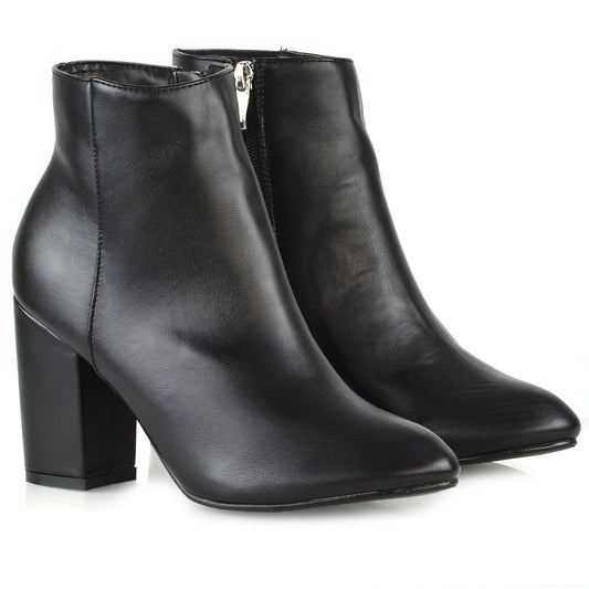 Black synthetic leather | XY London | womens ankle boots,black PU heeled boots,ladies chelsea boots,block heeled boots