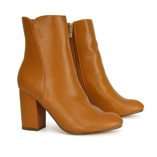 Tan Synthetic Leather | XY London | Tan Boots,Tan Ankle Boots, Tan Heeled Boots, Tan Boots,Tan High Heel Boots