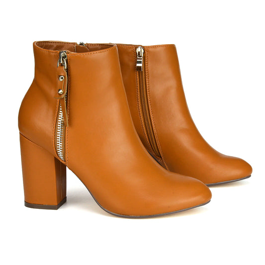Tan | XY London | tan ankle boots,womens heeled boots,block heel boots,ladies boots
