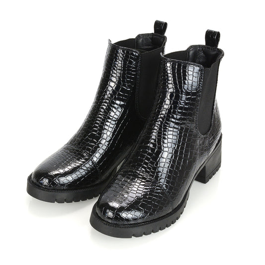 Black croc | XY London | black boots,chunky boots,womens boots,black croc boots,ladies boots online