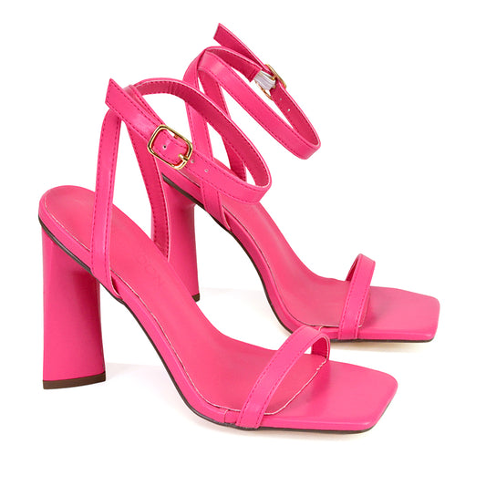 Pink | XY London | pink heels,pink high heels,pink block heels,pink block high heels,pink strappy heels