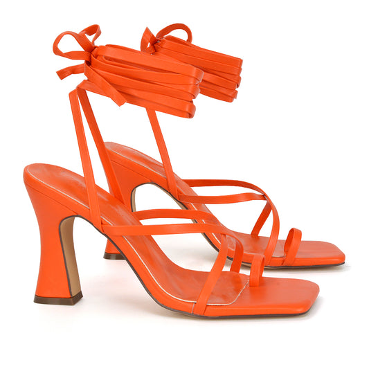 Orange | XY London | Orange Heels, Orange Lace Up Heels, Orange Strappy Heels,