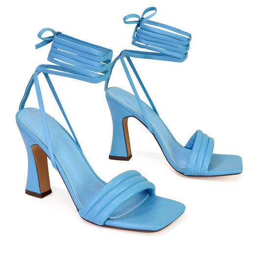 Blue | XY London | blue heels,blue mid heels,blue block heels,blue lace up heels