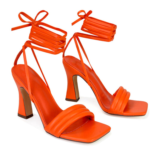 | XY London | orange heels,orange high heels,orange mid heels,orange lace up heels